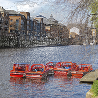 Buy canvas prints of York pleasure in the river Ouse, boats in plastic  by Robert Gipson
