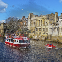 Buy canvas prints of York Guildhall with river boat on the river Ouse.  by Robert Gipson