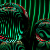 Buy canvas prints of Abstract art Green with red in the glass ball. by Robert Gipson