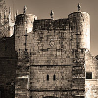 Buy canvas prints of Bootham bar in York in sepia. by Robert Gipson