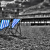 Buy canvas prints of Deck chairs and pier by Andy Wager