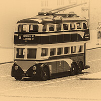 Buy canvas prints of Catch The Trolley Bus Sepia by Steve Purnell