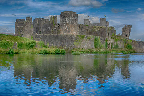 Caerphilly Castle Reflections Picture Board by Steve Purnell