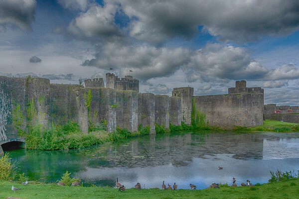 Caerphilly Castle Grand Front Picture Board by Steve Purnell