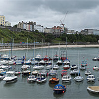 Buy canvas prints of Panoramic View of Tenby Harbour by Steve Purnell
