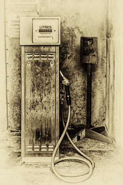 Rusty Relic Vintage Petrol Pump Picture Board by Steve Purnell