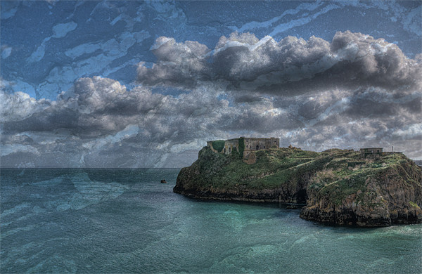 St Catherines Rock Tenby Texture Picture Board by Steve Purnell