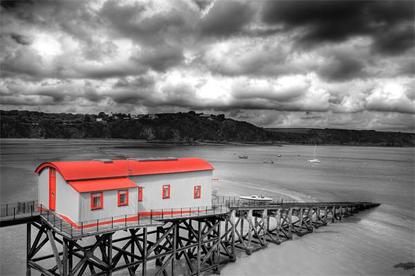 Old Tenby Lifeboat Station Colour Pop Picture Board by Steve Purnell