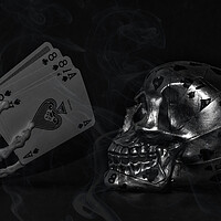 Buy canvas prints of Dead Man's Hand B&W by Steve Purnell