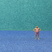Buy canvas prints of Tiny Swimmer Takes on the Beach by Steve Purnell