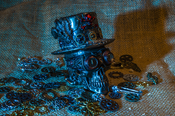 Retrofuturistic Steampunk Skull Picture Board by Steve Purnell