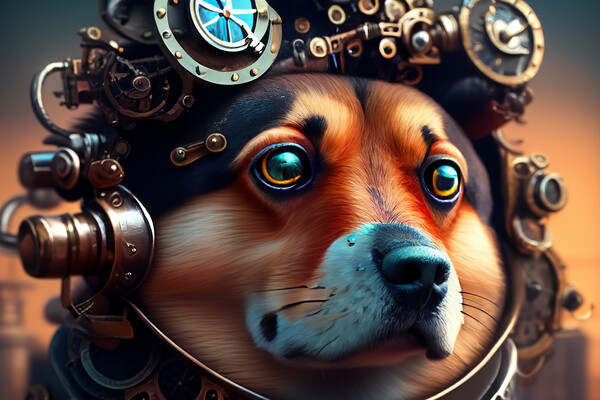 Steampunk Dog Picture Board by Steve Purnell