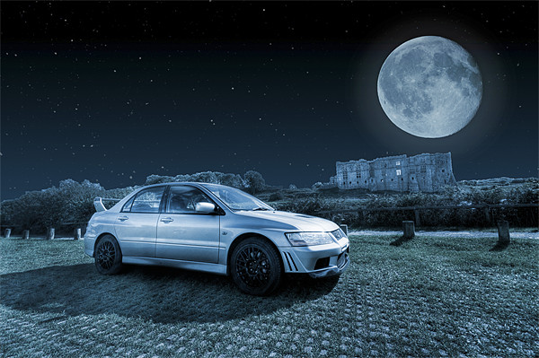 Evo 7 At Night Picture Board by Steve Purnell