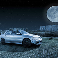 Buy canvas prints of Evo 7 At Night by Steve Purnell