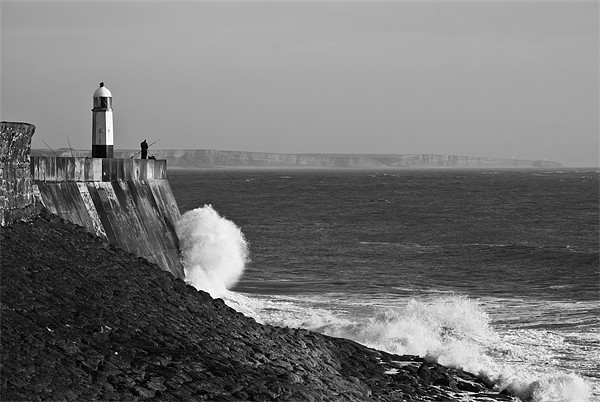 Porthcawl Pier Monochrome Picture Board by Steve Purnell