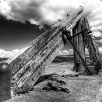 Buy canvas prints of Anchor Sculpture in Monochrome by Steve Purnell