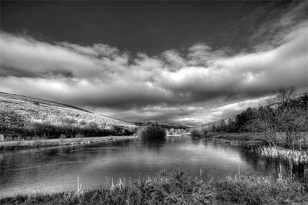Parc Cwm Darran Icy Lake in Monochrome Picture Board by Steve Purnell