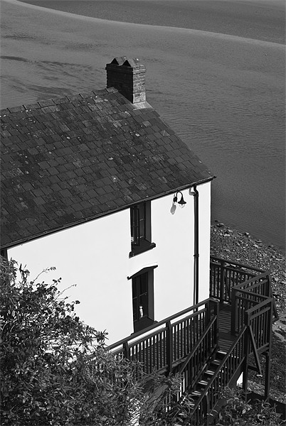 The Boathouse at Laugharne Monochrome Picture Board by Steve Purnell