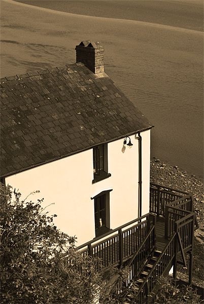 The Boathouse at Laugharne in Sepia Picture Board by Steve Purnell
