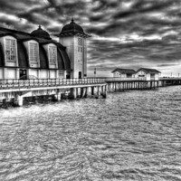Buy canvas prints of Penarth Pier in Monochrome by Steve Purnell