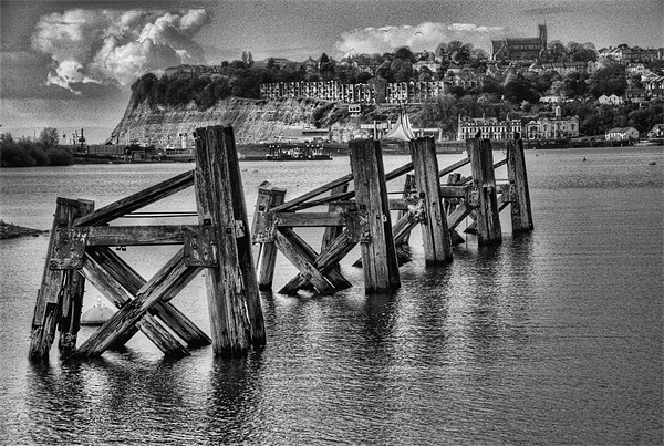 Cardiff Bay Old Jetty Mono Picture Board by Steve Purnell