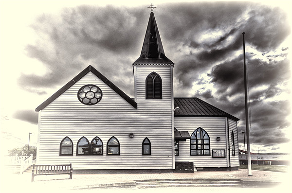 Norwegian Church Cardiff Bay Toned Picture Board by Steve Purnell