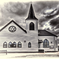 Buy canvas prints of Norwegian Church Cardiff Bay Toned by Steve Purnell