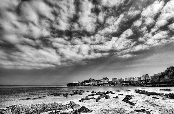 Tenby Harbour from North Beach Mono Picture Board by Steve Purnell