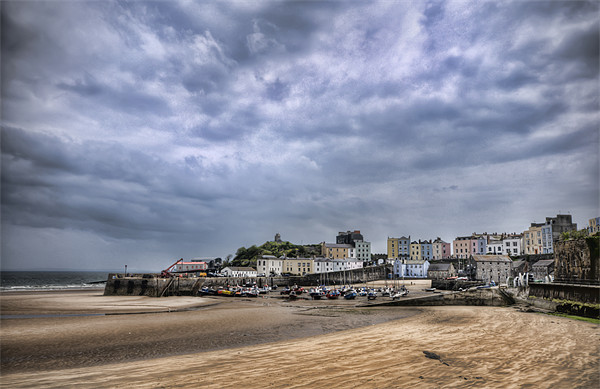 Tenby Harbour Low Tide Picture Board by Steve Purnell