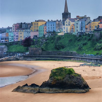 Buy canvas prints of Tenby over North Beach painted by Steve Purnell