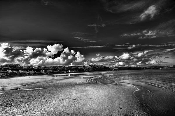 Saundersfoot Beach Mono Picture Board by Steve Purnell