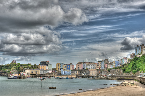 Tenby Harbour Painterly Picture Board by Steve Purnell