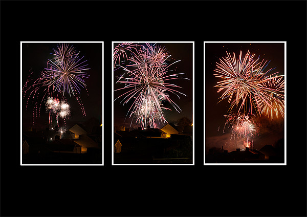 Fireworks Triptych Picture Board by Steve Purnell