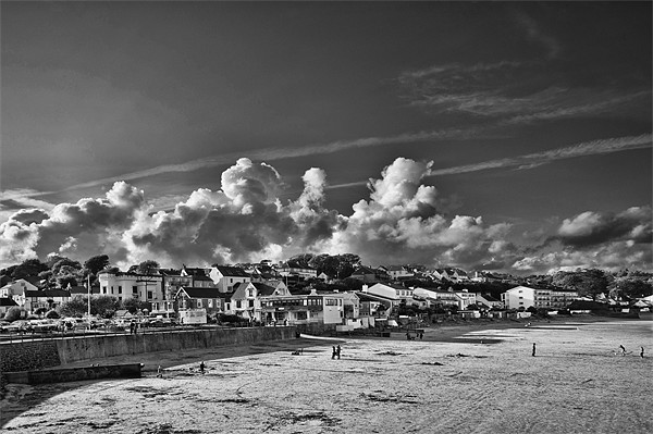Saundersfoot Town Mono Picture Board by Steve Purnell