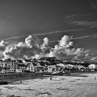 Buy canvas prints of Saundersfoot Town Mono by Steve Purnell