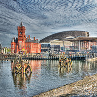 Buy canvas prints of Cardiff Bay Textured by Steve Purnell