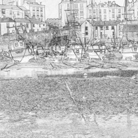 Buy canvas prints of Tenby Harbour Pencil Sketch 4 by Steve Purnell