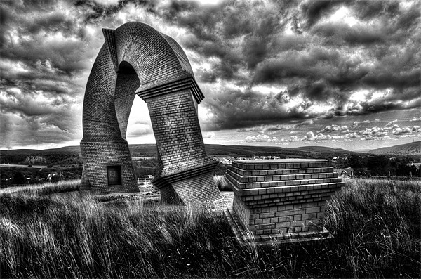 The Twisted Chimney Monochrome Picture Board by Steve Purnell