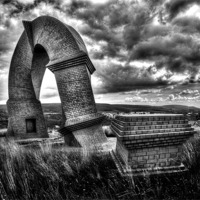 Buy canvas prints of The Twisted Chimney Monochrome by Steve Purnell