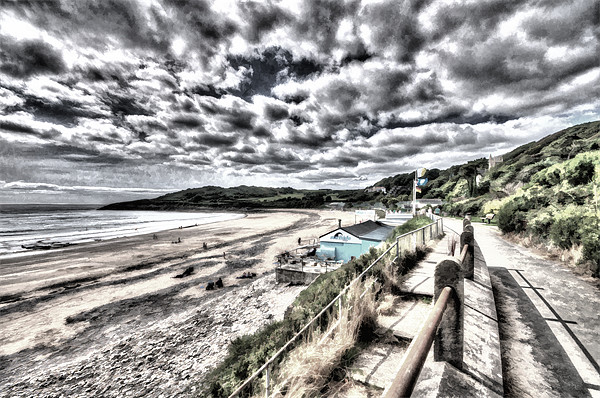 Langland Bay Painterly Picture Board by Steve Purnell