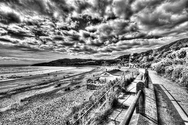 Langland Bay Mono Picture Board by Steve Purnell