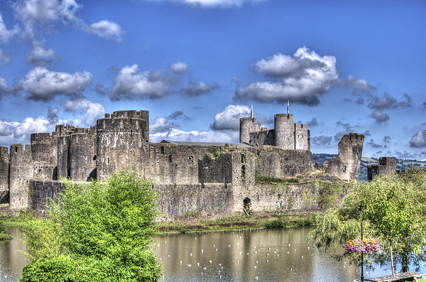 Caerphilly Castle Painterly Picture Board by Steve Purnell