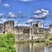 Buy canvas prints of Caerphilly Castle Painterly by Steve Purnell