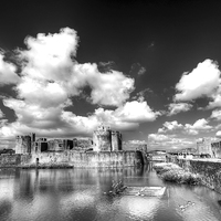 Buy canvas prints of Caerphilly Castle 6 Monochrome by Steve Purnell