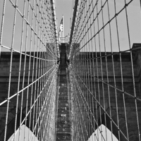Buy canvas prints of Brooklyn Bridge Monochrome by Steve Purnell