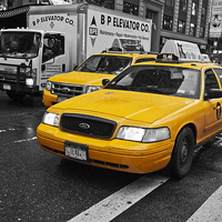 Buy canvas prints of Yellow Taxi Colour Pop by Steve Purnell