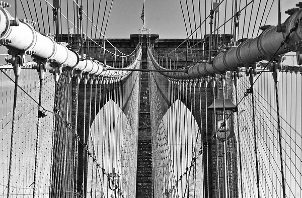 Brooklyn Bridge 2 Black And White Picture Board by Steve Purnell