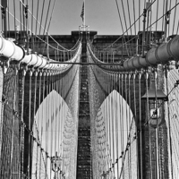 Buy canvas prints of Brooklyn Bridge 2 Black And White by Steve Purnell