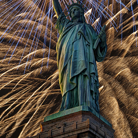 Buy canvas prints of Liberty Fireworks by Steve Purnell