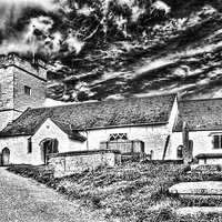 Buy canvas prints of St Sannans Church Bedwellty Mono by Steve Purnell